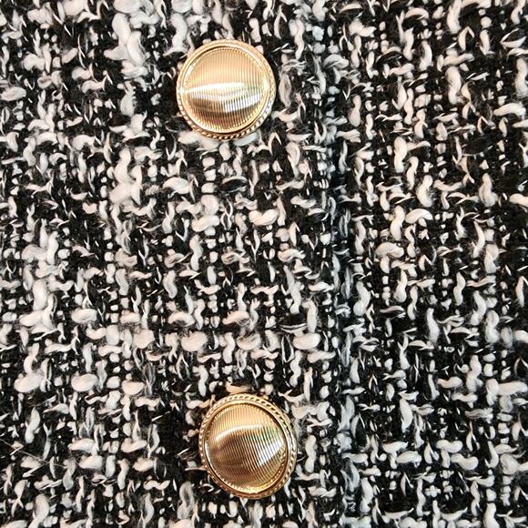 Abercrombie & Fitch Women's Tweed Vest Black White Button Front Size M - Picture 4 of 7